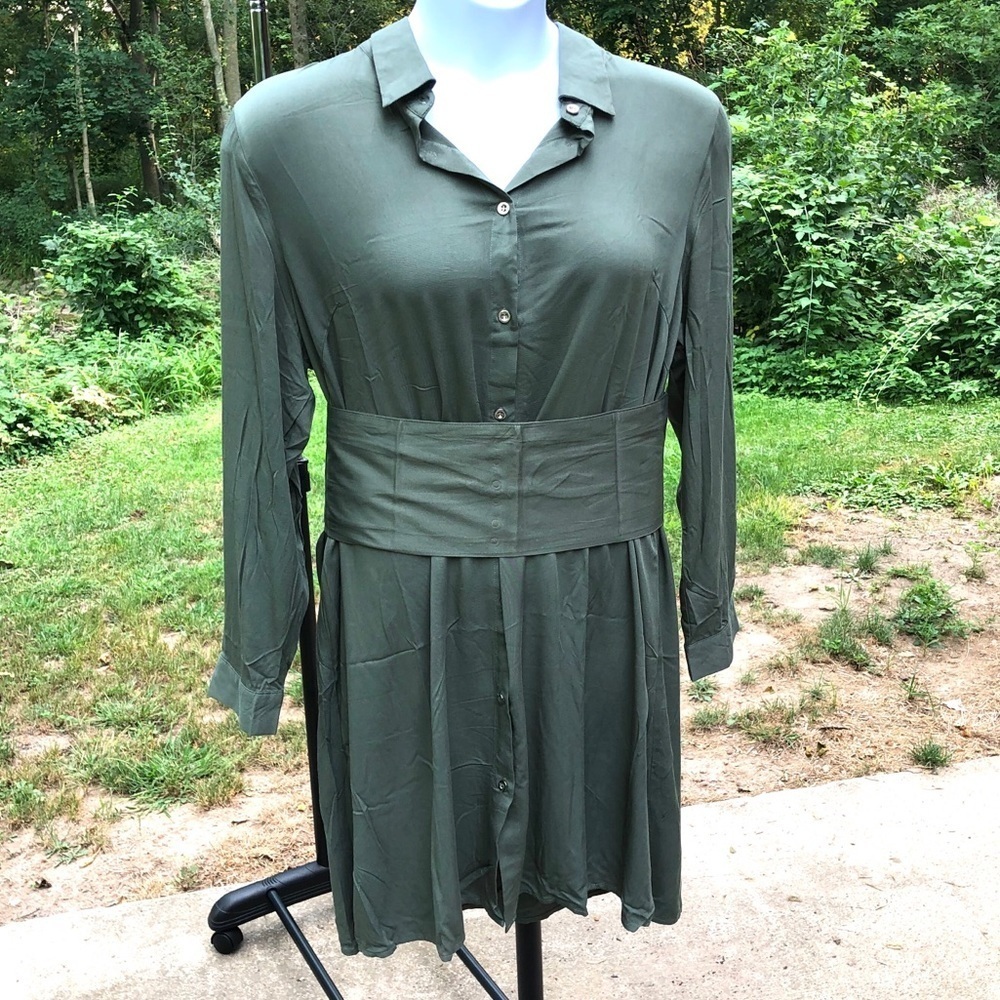 𝅺🍭NWT Verona Couture Olive Corset Belt Shirt - Picture 12 of 13